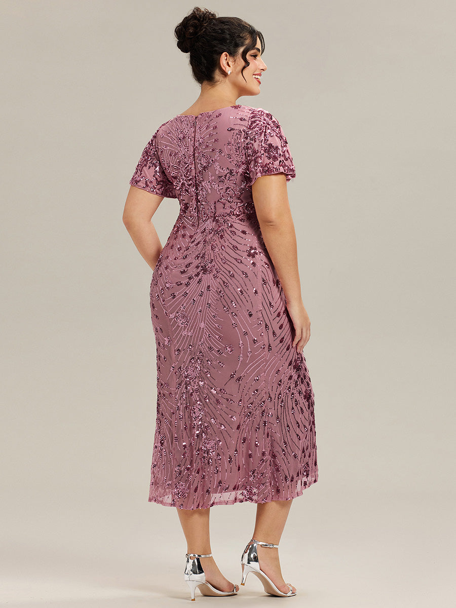 Robe d'invité de mariage trapèze en mousseline fluide à encolure ronde et longueur au genou #Couleur_Orchidee