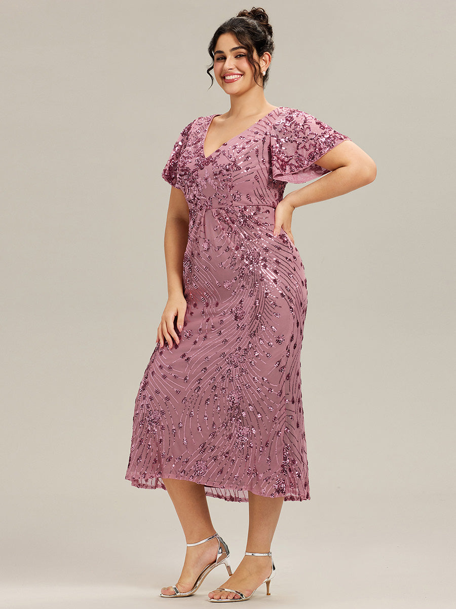 Robe d'invité de mariage trapèze en mousseline fluide à encolure ronde et longueur au genou #Couleur_Orchidee