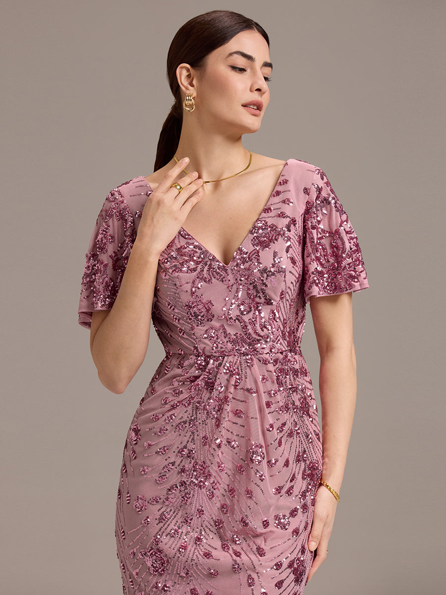 Robe d'invité de mariage trapèze en mousseline fluide à encolure ronde et longueur au genou #Couleur_Orchidee