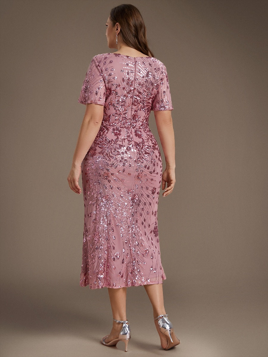 Robe d'invité de mariage trapèze en mousseline fluide à encolure ronde et longueur au genou #Couleur_Orchidee