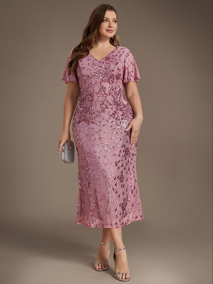 Robe d'invité de mariage trapèze en mousseline fluide à encolure ronde et longueur au genou #Couleur_Orchidee