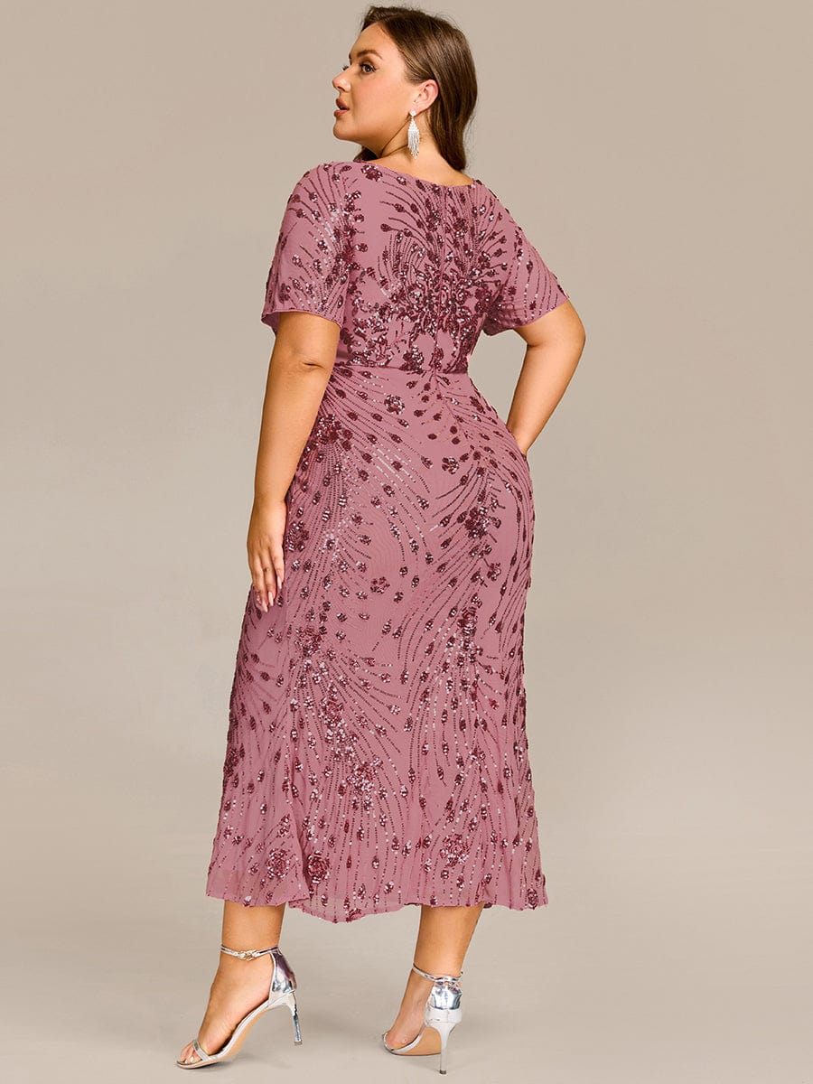 Robe d'invité de mariage trapèze en mousseline fluide à encolure ronde et longueur au genou #Couleur_Orchidee
