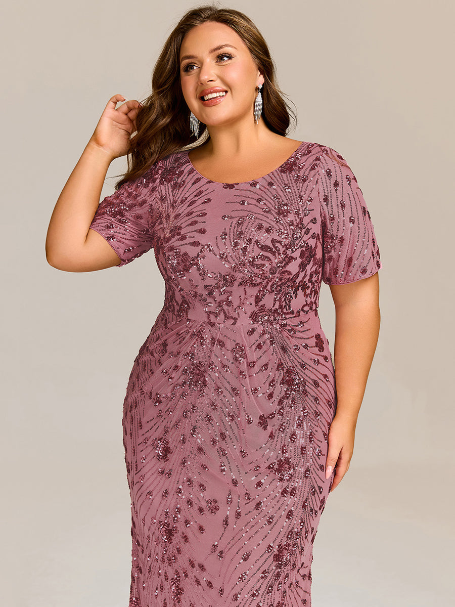 Robe de soirée chic sans bretelles en stretch haut avec détail froncé et col rond longueur midi #Couleur_Orchidee