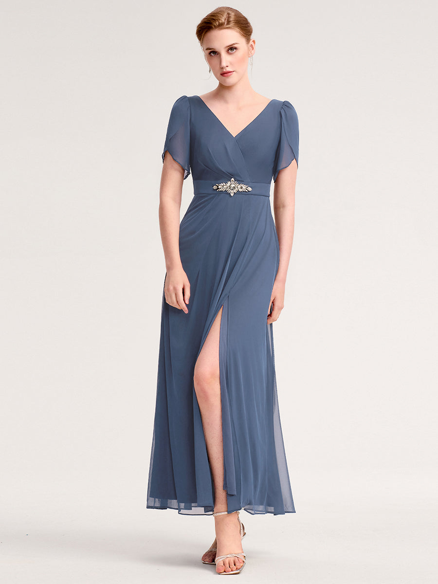 Meilleurs choix de robes de demoiselle d'honneur en satin #Couleur_Marine Fume