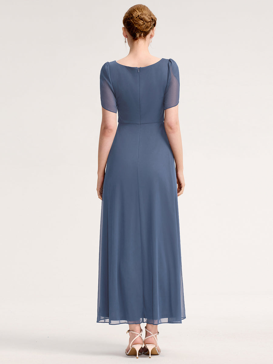Meilleurs choix de robes de demoiselle d'honneur en satin #Couleur_Marine Fume