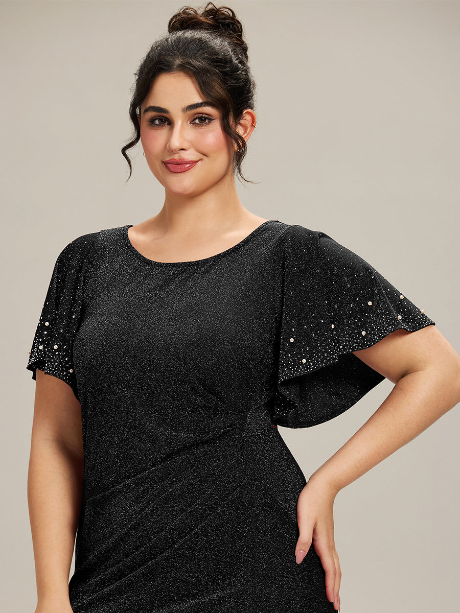 Robe de soirée grande taille en maille perlée #Couleur_Noir