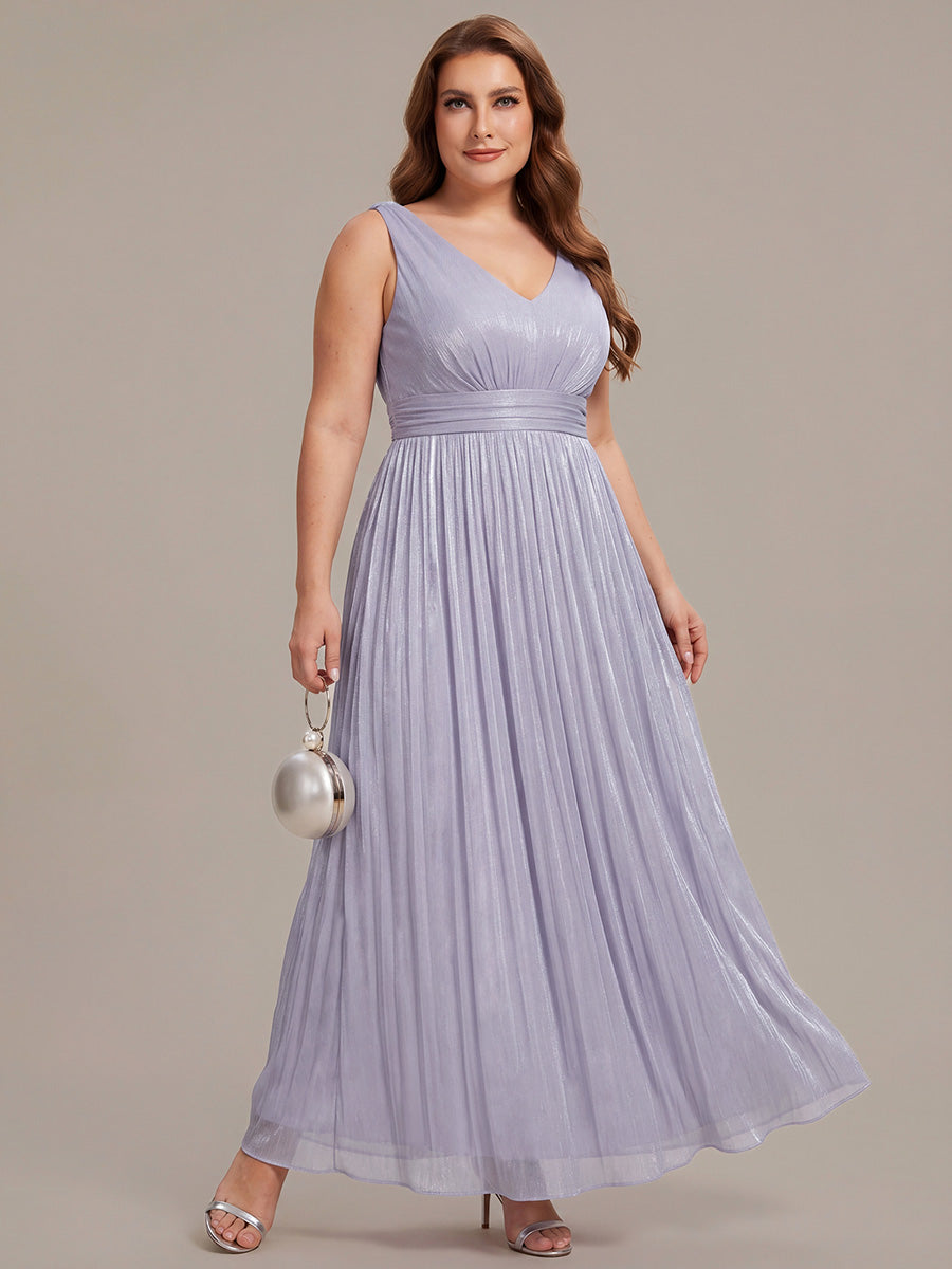 Robe longue évasée à encolure en V sans bretelles #Couleur_Lilas Givré