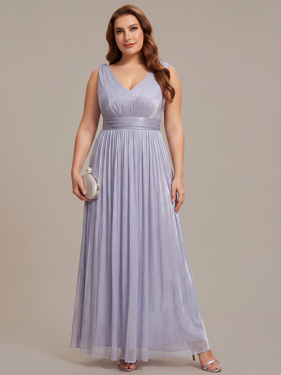 Robe longue évasée à encolure en V sans bretelles #Couleur_Lilas Givré