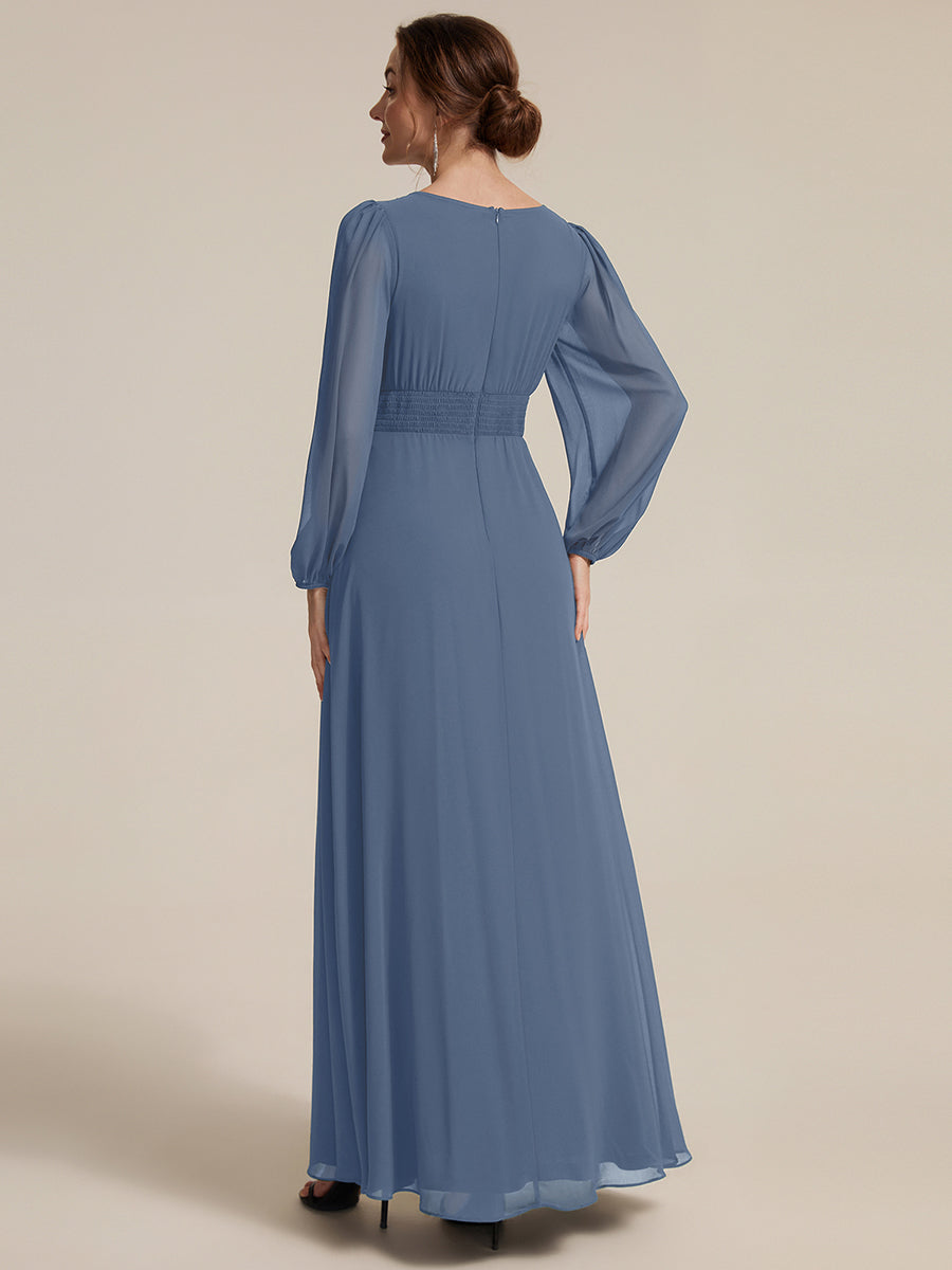 Robe maxi A ligne ¨¤ manches longues en sequins col rond #Couleur_Marine Fume