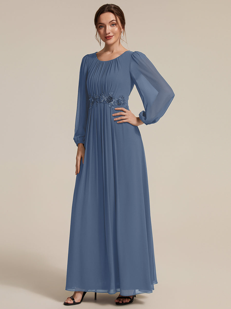 Robe maxi A ligne ¨¤ manches longues en sequins col rond #Couleur_Marine Fume