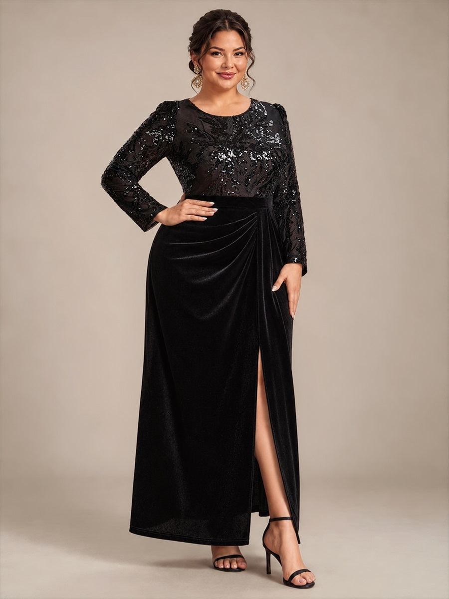 Velours Fourreau Manches ajustées Fermeture zippée au dos Sans coques, avec doublure. Robe #Couleur_Noir