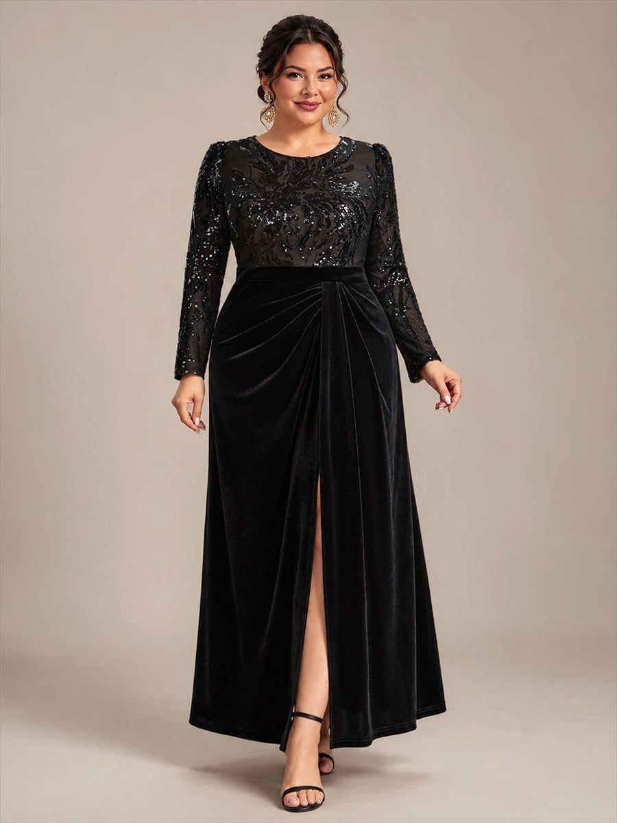 Velours Fourreau Manches ajustées Fermeture zippée au dos Sans coques, avec doublure. Robe #Couleur_Noir