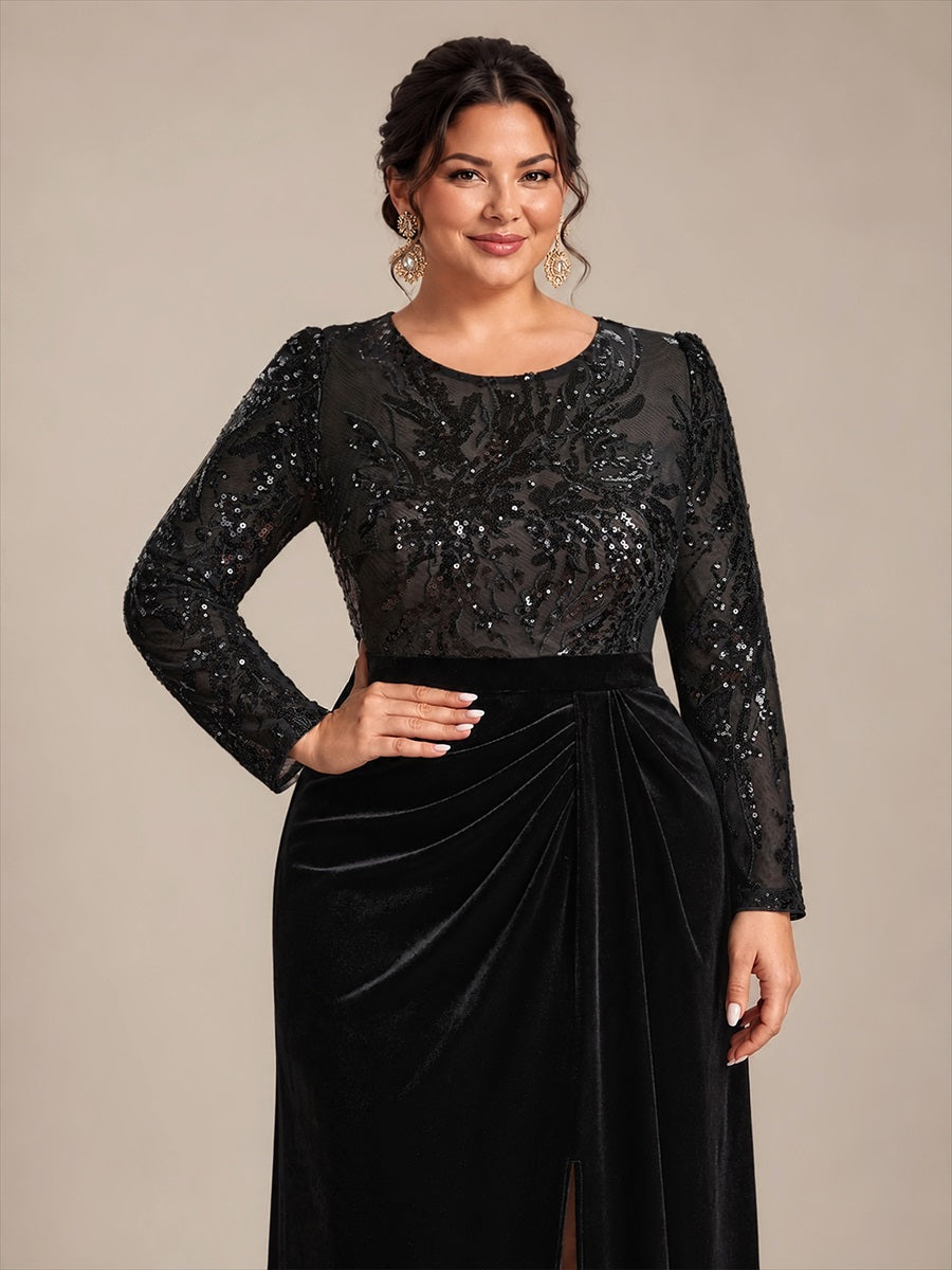 Velours Fourreau Manches ajustées Fermeture zippée au dos Sans coques, avec doublure. Robe #Couleur_Noir