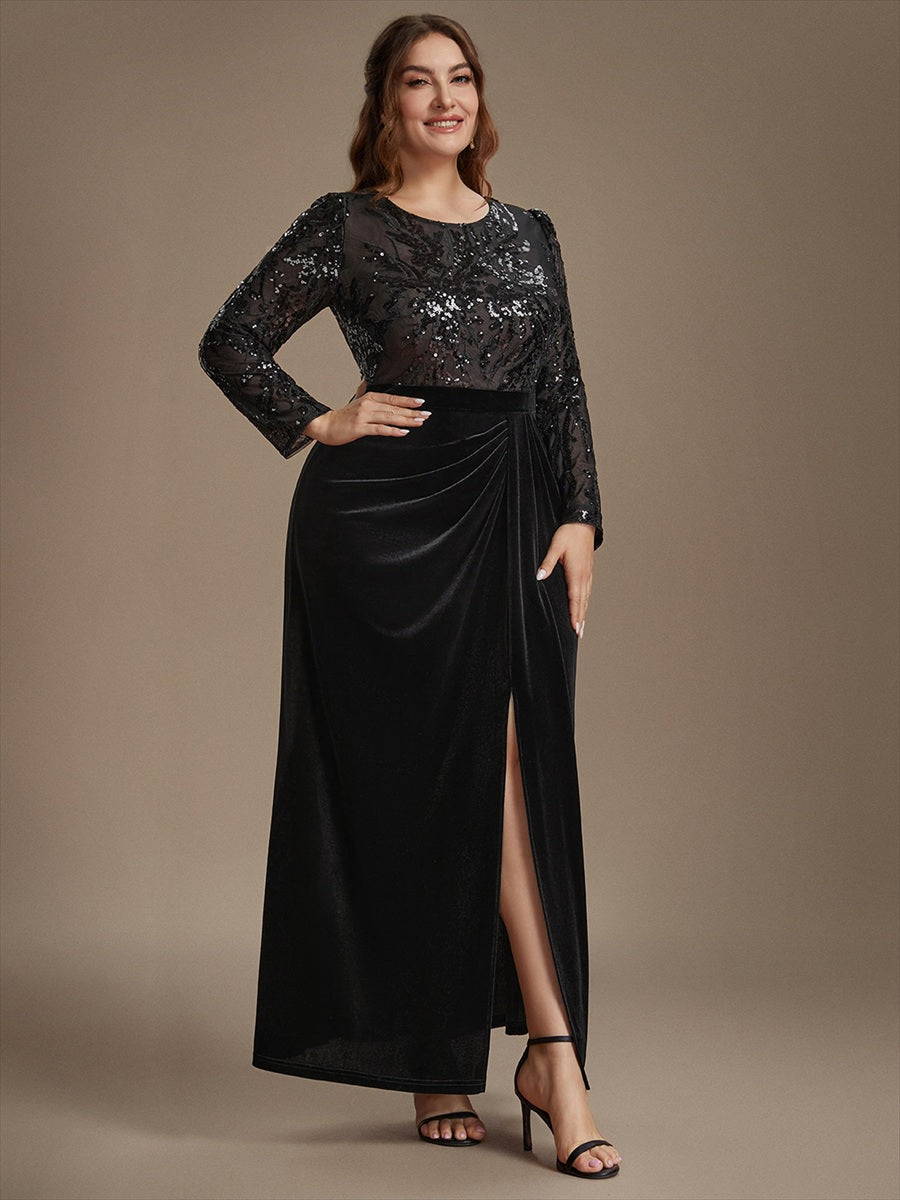 Velours Fourreau Manches ajustées Fermeture zippée au dos Sans coques, avec doublure. Robe #Couleur_Noir