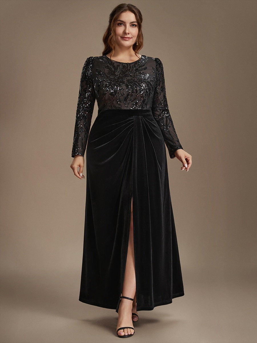 Velours Fourreau Manches ajustées Fermeture zippée au dos Sans coques, avec doublure. Robe #Couleur_Noir