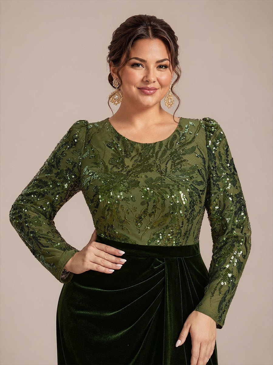 Velours Fourreau Manches ajustées Fermeture zippée au dos Sans coques, avec doublure. Robe #Couleur_Vert Olive