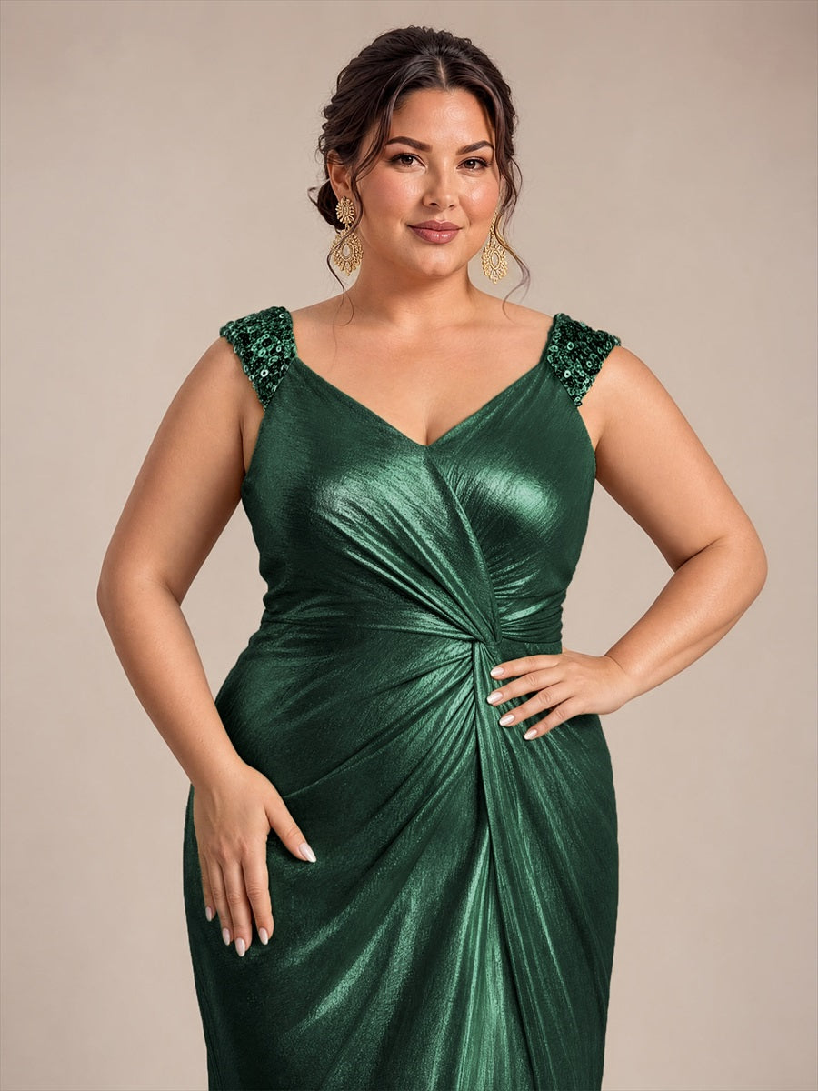 Jersey Ajustée Col V Sans Manches Robe de Soirée #Couleur_Vert Fonce