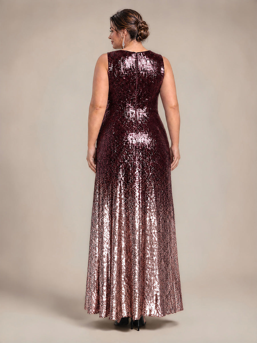 À sequins, col V, sans manches Robe de Soirée #Couleur_Violet foncé et lavande