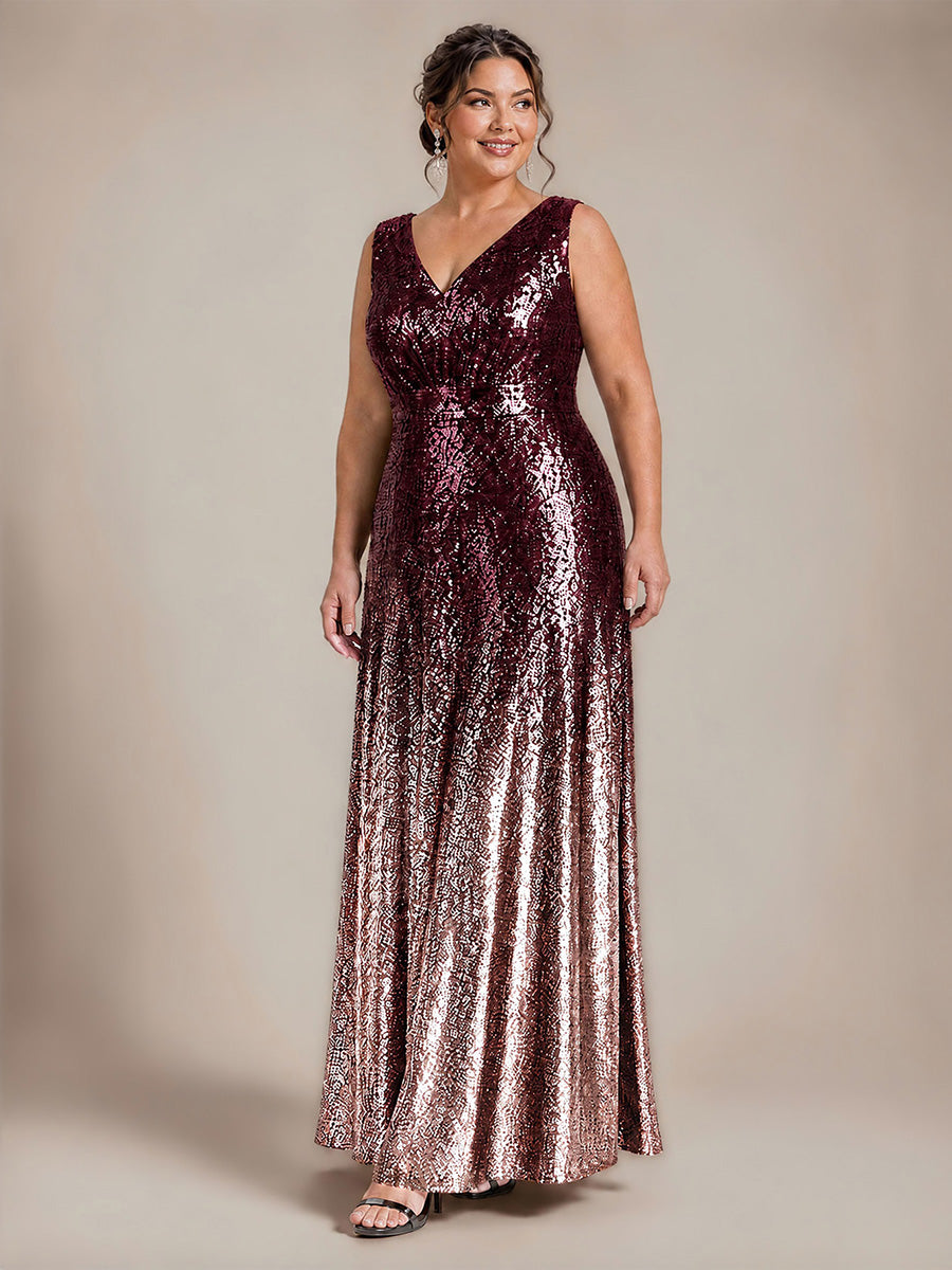 À sequins, col V, sans manches Robe de Soirée #Couleur_Violet foncé et lavande