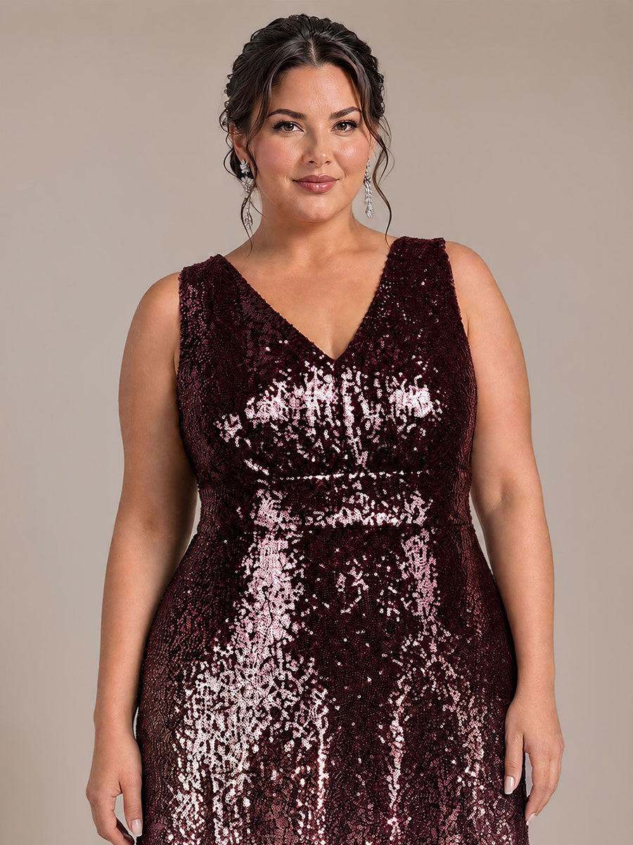 À sequins, col V, sans manches Robe de Soirée #Couleur_Violet foncé et lavande