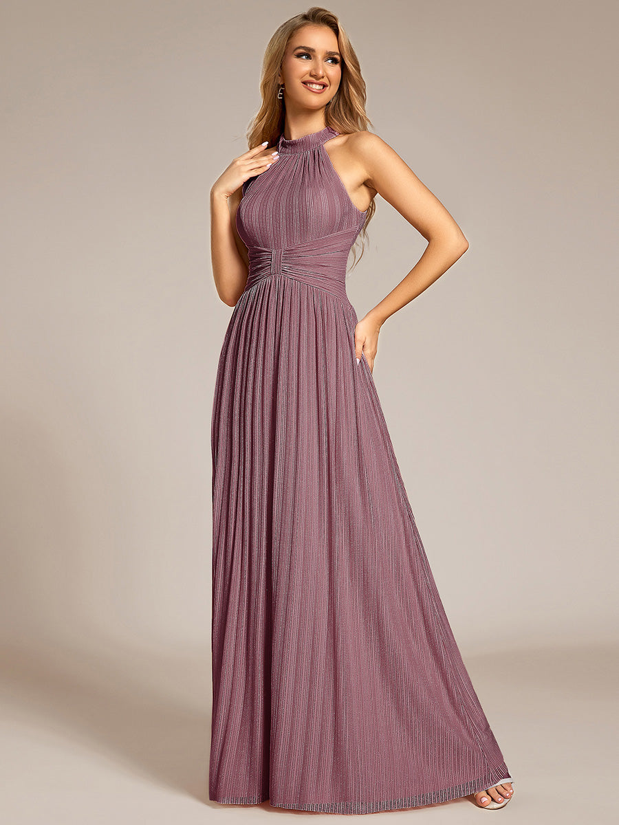 Robe de soirée formelle scintillante à col licou avec silhouette trapèze #Couleur_Orchidee