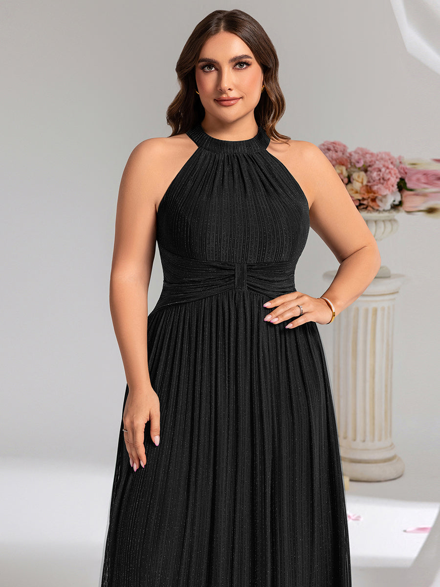 Robe D'invité De Mariage En Mousseline De Soie Mi-Longue Plissée à Manches à Volants Et Col En V #Couleur_Noir