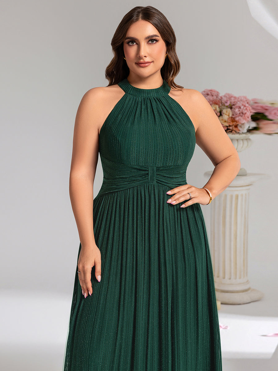Robe D'invité De Mariage En Mousseline De Soie Mi-Longue Plissée à Manches à Volants Et Col En V #Couleur_Vert Fonce