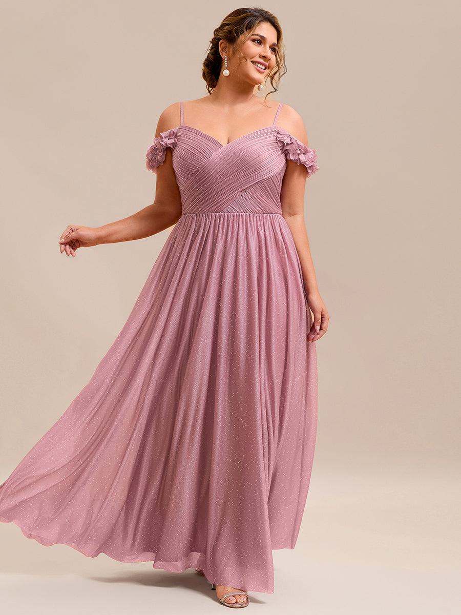 Robe D'invité De Mariage En Mousseline De Soie Mi-Longue Plissée à Manches à Volants Et Col En V #Couleur_Orchidee
