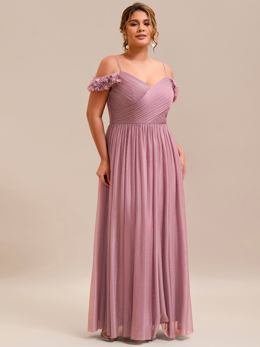Robe D'invité De Mariage En Mousseline De Soie Mi-Longue Plissée à Manches à Volants Et Col En V #Couleur_Orchidee