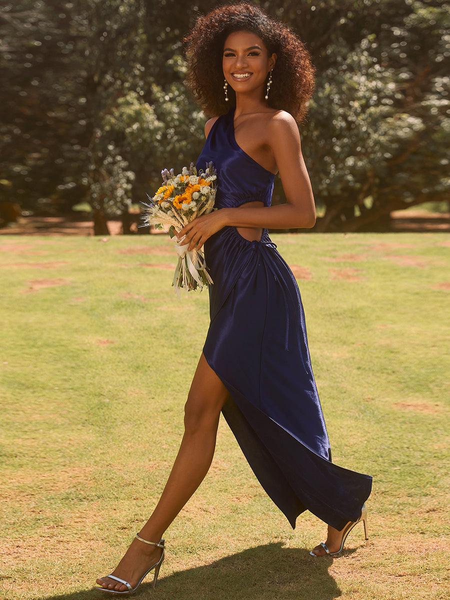 Robe Mariage Invitée en satin avec ceinture élastique à épaules dénudées #Couleur_Vert Fonce Robe Mariage Invitée en satin avec ceinture élastique à épaules dénudées
