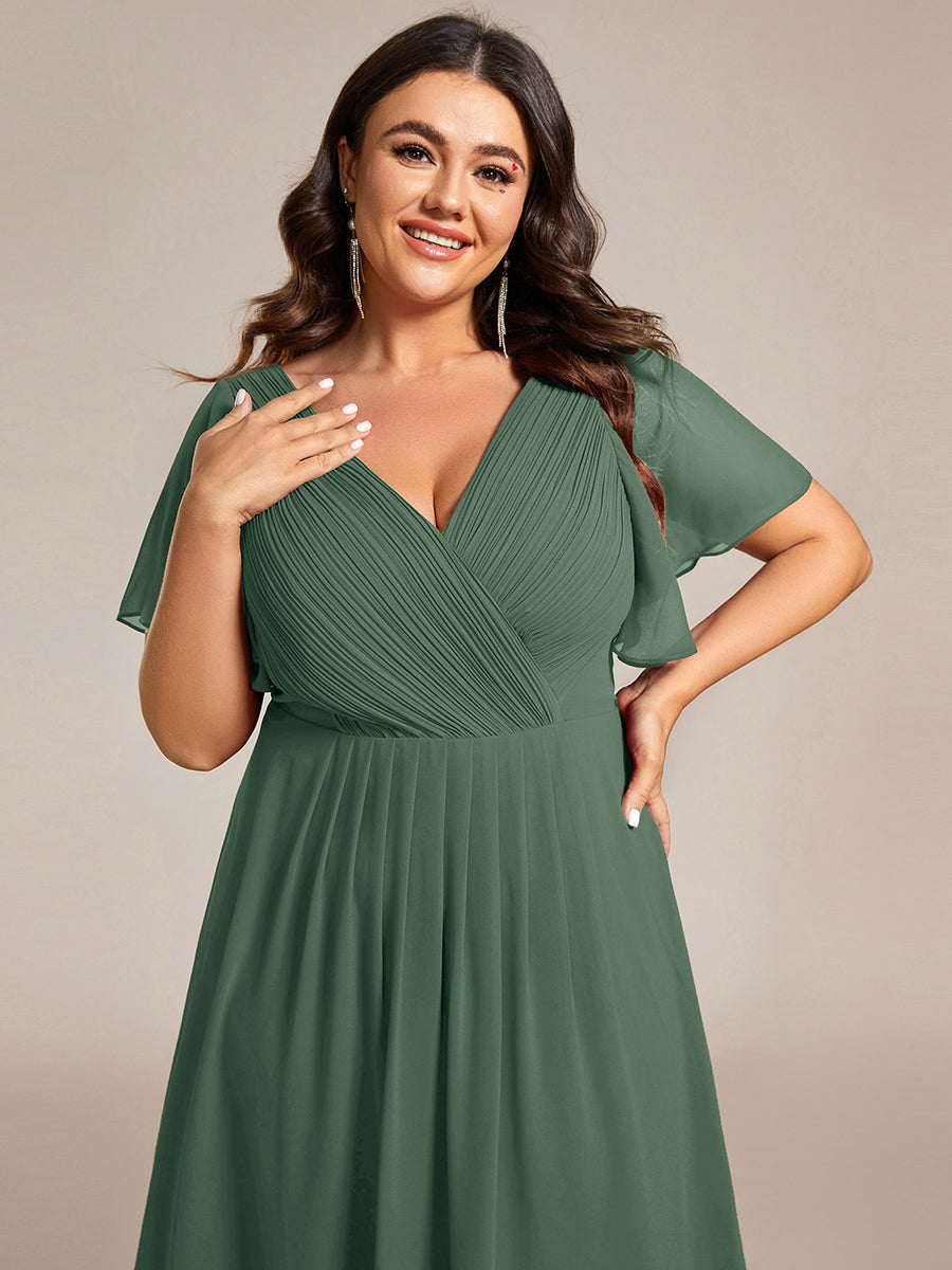 Robe d'invité de mariage chic à col en V #Couleur_Eukalyptus Grün