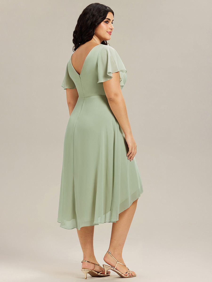 Robe d'invité de mariage chic à col en V #Couleur_Menthe Verte