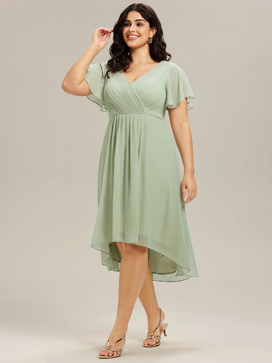 Robe d'invité de mariage chic à col en V #Couleur_Menthe Verte