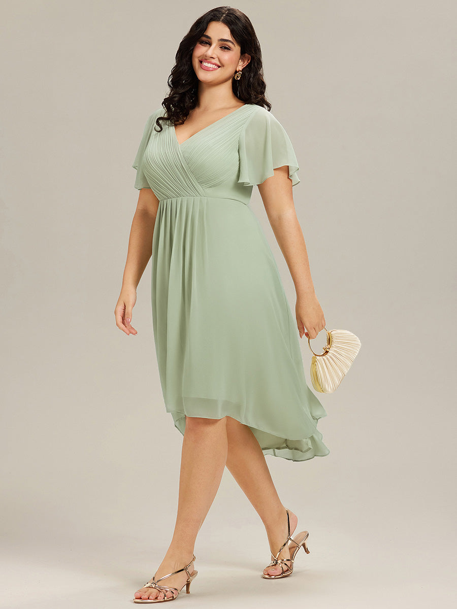 Robe d'invité de mariage chic à col en V #Couleur_Menthe Verte