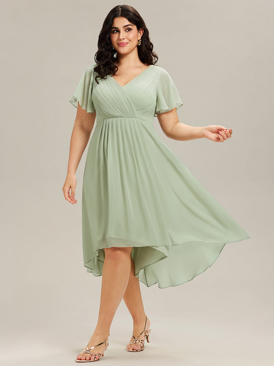 Robe d'invité de mariage chic à col en V #Couleur_Menthe Verte