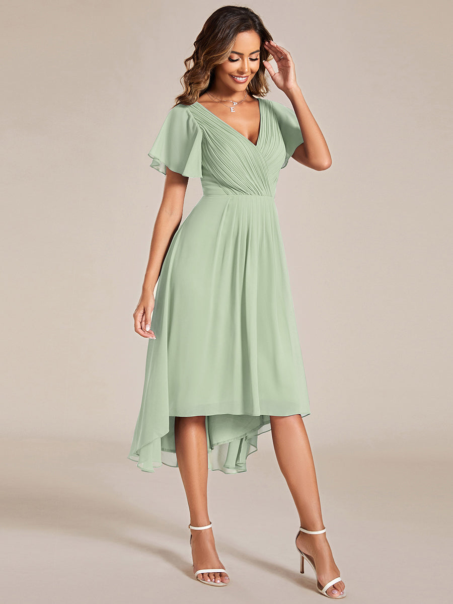 Robe d'invité de mariage chic à col en V #Couleur_Menthe Verte