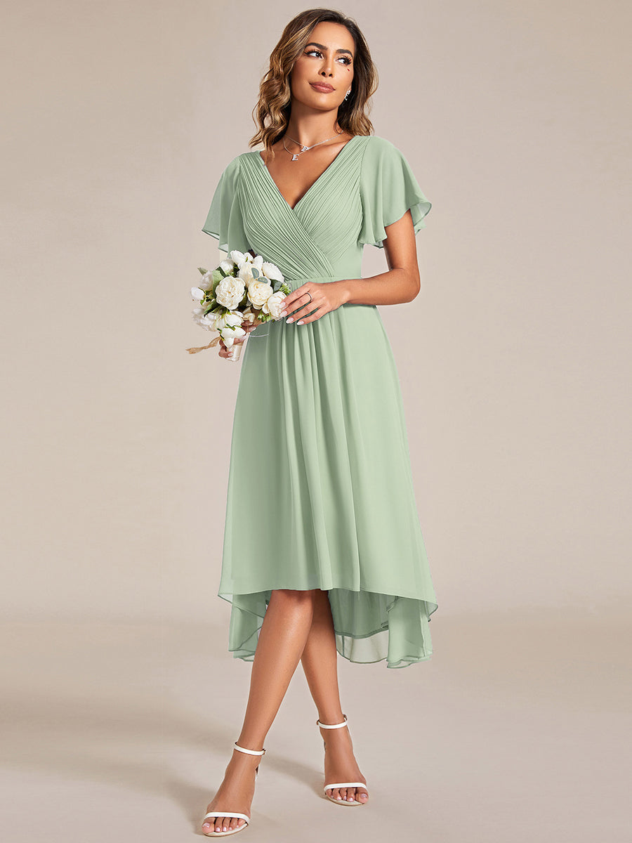 Robe d'invité de mariage chic à col en V #Couleur_Menthe Verte