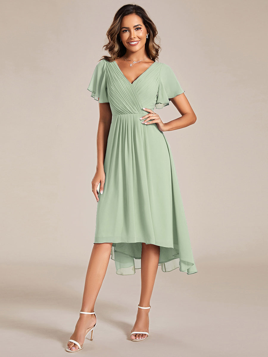 Robe d'invité de mariage chic à col en V #Couleur_Menthe Verte