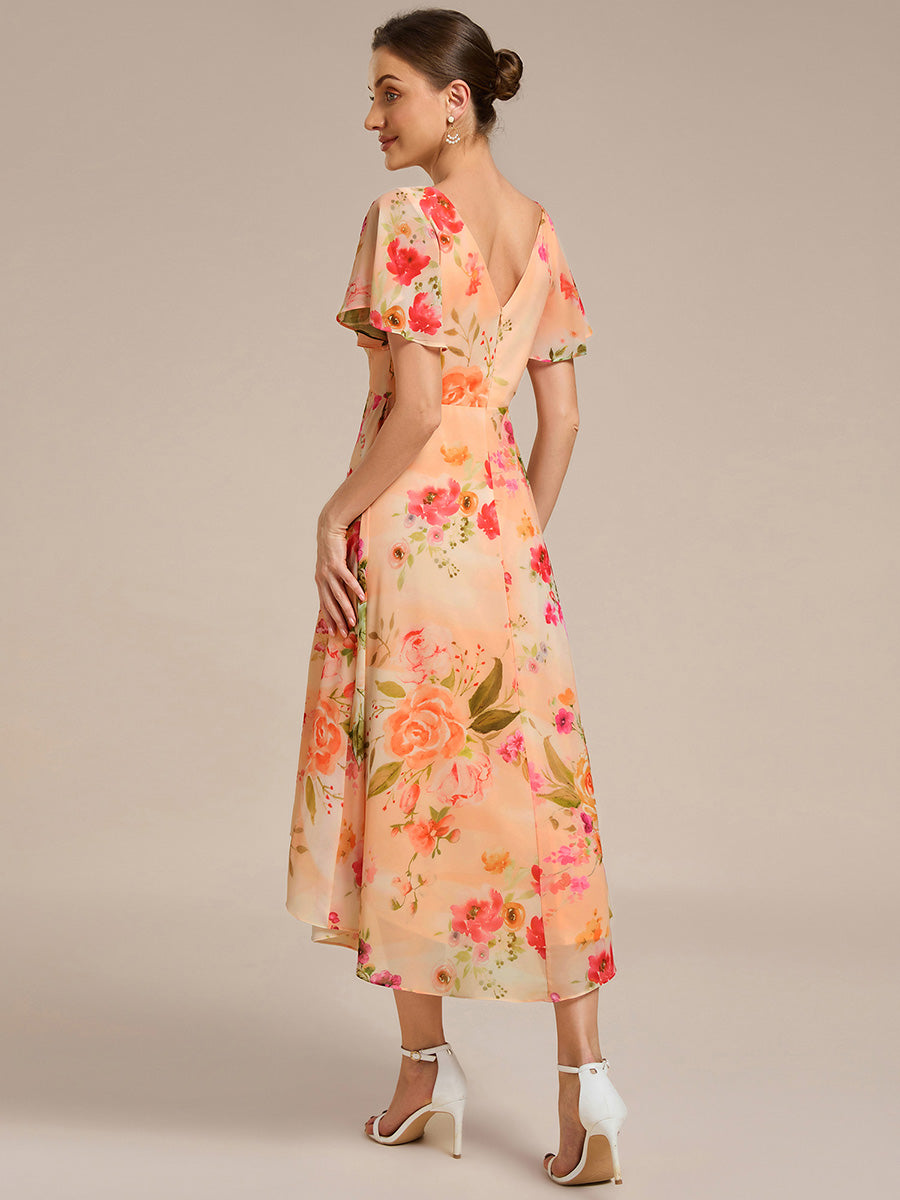 Robes de demoiselle d'honneur dos nu avec nœuds #Couleur_Pêche Floutée