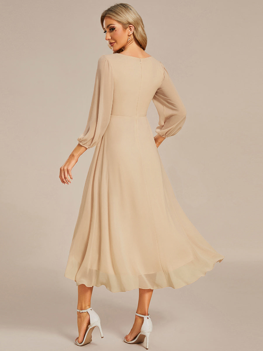 Robe invité de mariage mi-longue manches 3/4 ourlet asymétrique #Couleur_Charbon