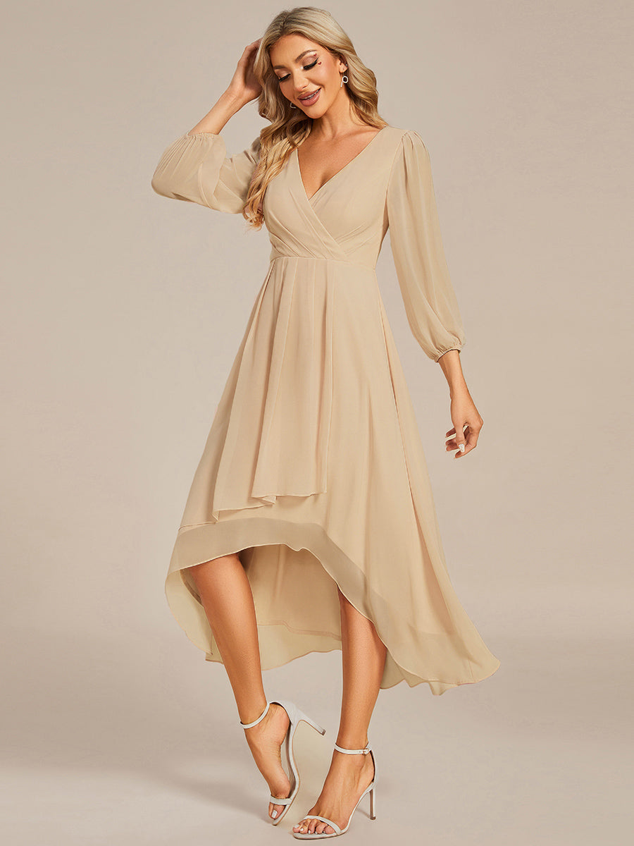 Robe invité de mariage mi-longue manches 3/4 ourlet asymétrique #Couleur_Charbon