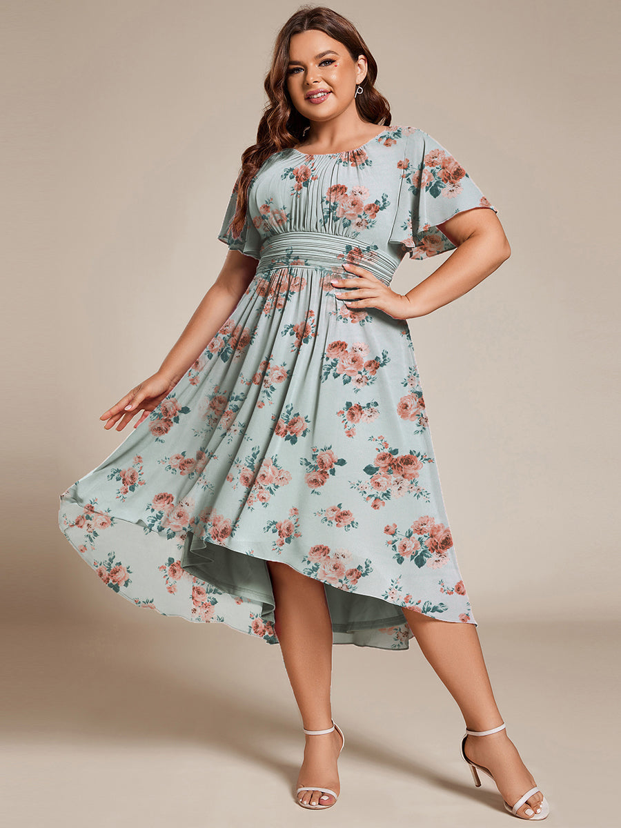 ever EDEN|Robe d'invité de mariage trapèze en mousseline fluide à encolure ronde et longueur au genou #Couleur_Floraison Ambrée