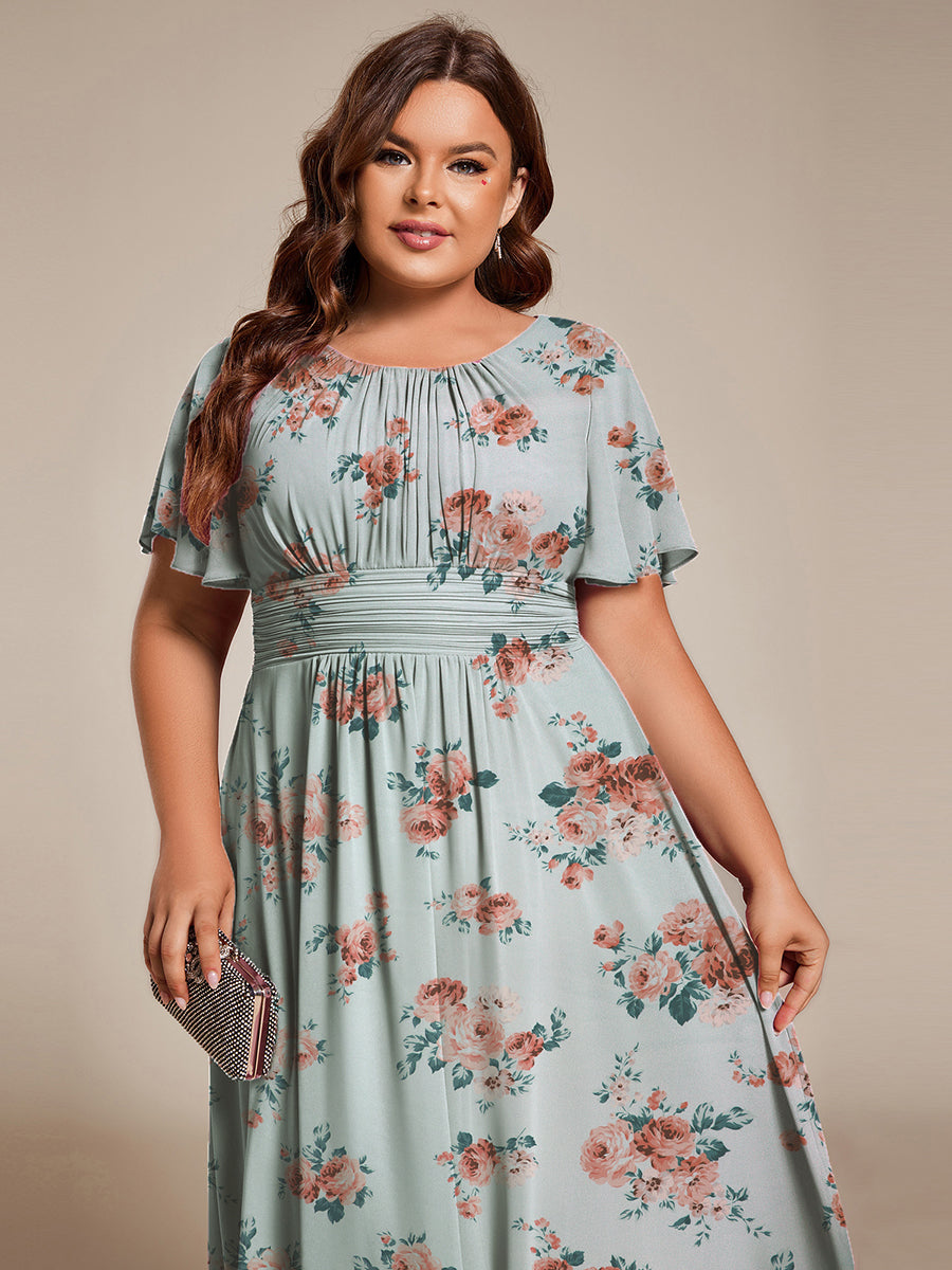 ever EDEN|Robe d'invité de mariage trapèze en mousseline fluide à encolure ronde et longueur au genou #Couleur_Floraison Ambrée