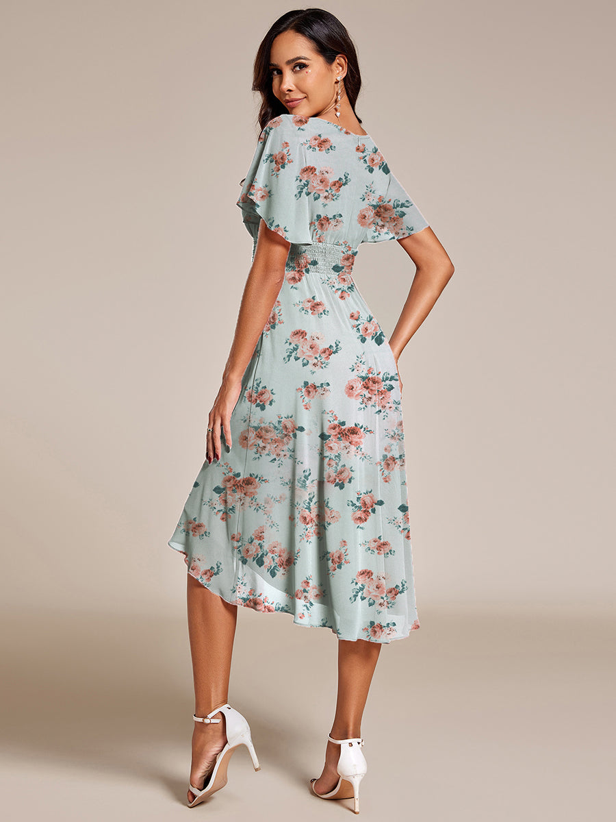 ever EDEN|Robe d'invité de mariage trapèze en mousseline fluide à encolure ronde et longueur au genou #Couleur_Floraison Ambrée