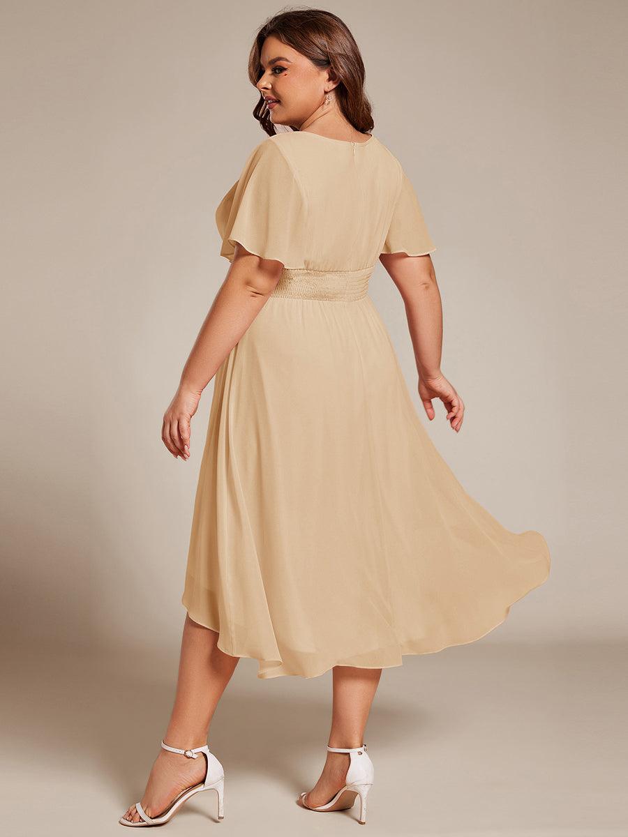 Robe d'invité de mariage trapèze en mousseline fluide à encolure ronde et longueur au genou #Couleur_Charbon
