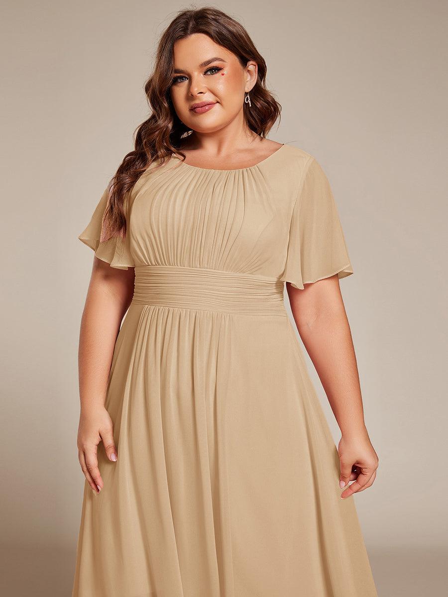 Robe d'invité de mariage trapèze en mousseline fluide à encolure ronde et longueur au genou #Couleur_Charbon