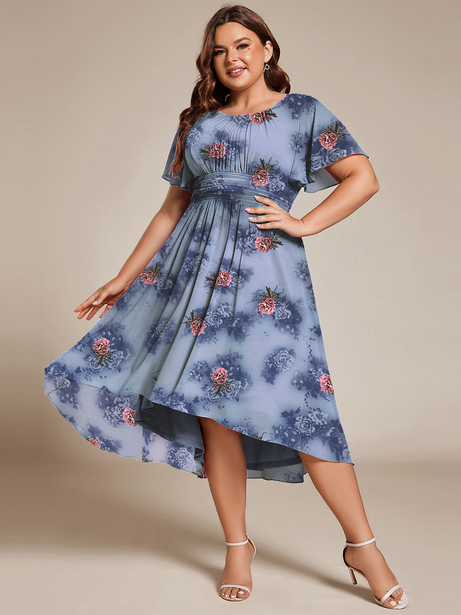 ever EDEN|Robe d'invité de mariage trapèze en mousseline fluide à encolure ronde et longueur au genou #Couleur_Pivoine Poussiéreuse