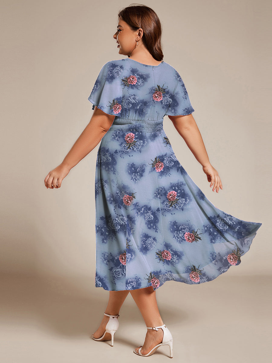 ever EDEN|Robe d'invité de mariage trapèze en mousseline fluide à encolure ronde et longueur au genou #Couleur_Pivoine Poussiéreuse