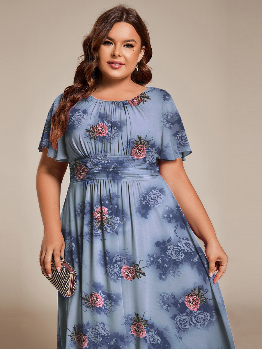 ever EDEN|Robe d'invité de mariage trapèze en mousseline fluide à encolure ronde et longueur au genou #Couleur_Pivoine Poussiéreuse