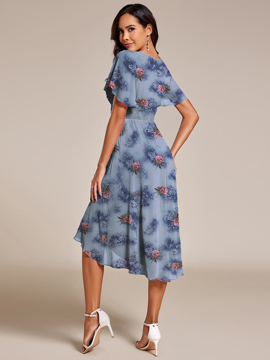 ever EDEN|Robe d'invité de mariage trapèze en mousseline fluide à encolure ronde et longueur au genou #Couleur_Pivoine Poussiéreuse